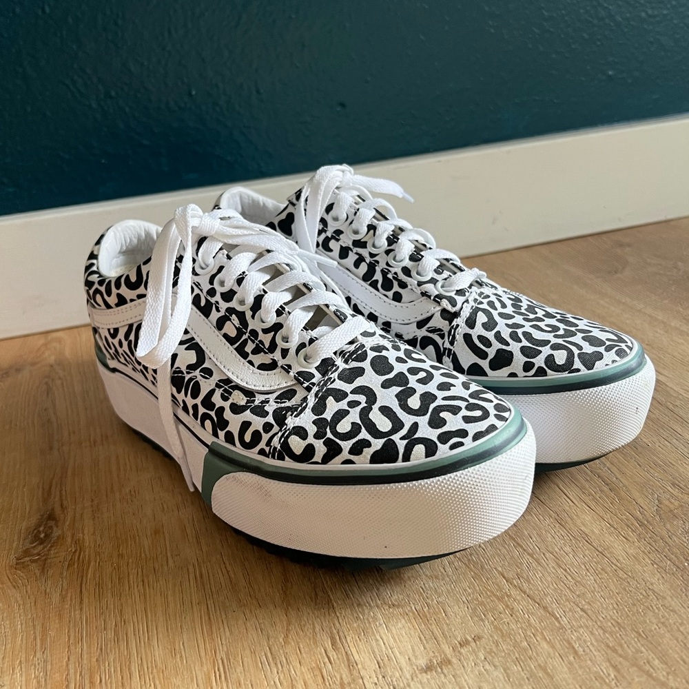 Vans Old Sokol Stacked UV ink Leopard Platform Sneakers Women’s size 8